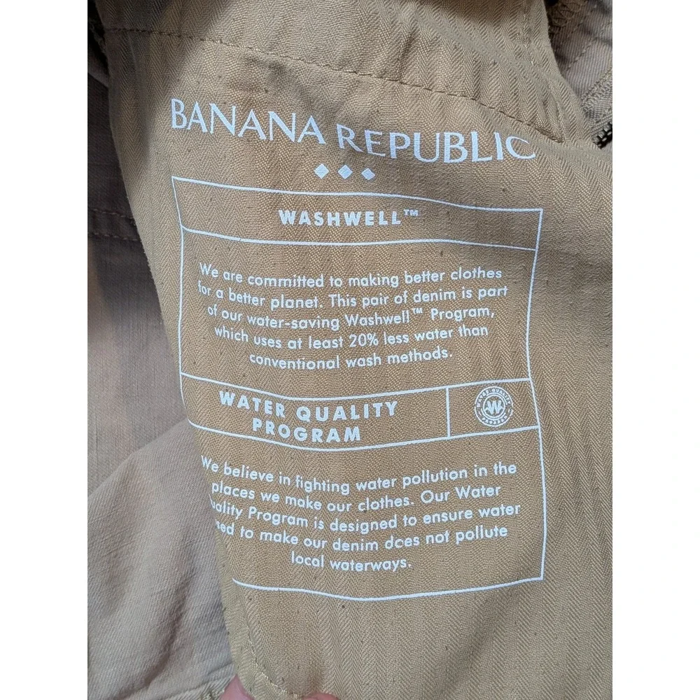 Banana Republic Washwell Mens 36x32 Pants Linen Workwear Khaki Slim Fit Blend